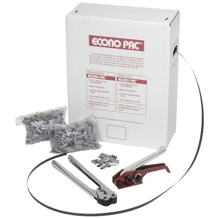 Pac Strapping Poly Strap Kit 1/2 x 7,200' Coil With Tensioner, Sealer, Seals in Self Dispensing Box EP48HD